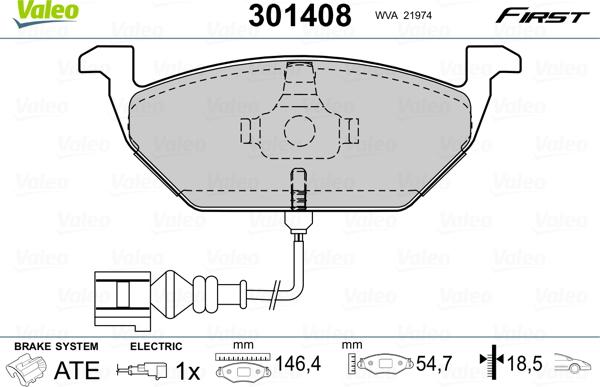 Valeo 301408 - Kit pastiglie freno, Freno a disco autozon.pro