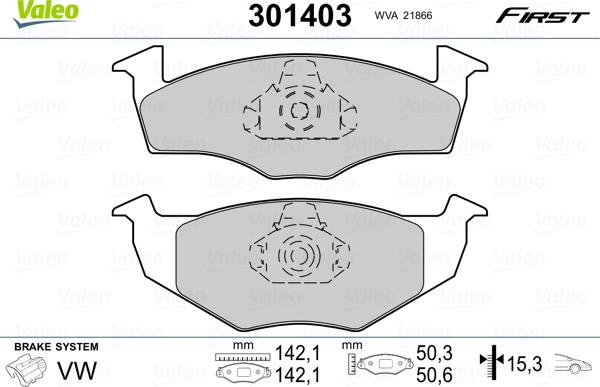 Valeo 301403 - Kit pastiglie freno, Freno a disco autozon.pro