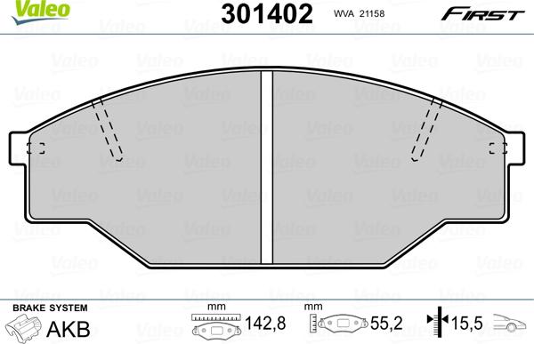 Valeo 301402 - Kit pastiglie freno, Freno a disco autozon.pro