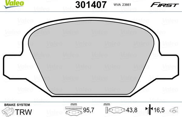 Valeo 301407 - Kit pastiglie freno, Freno a disco autozon.pro