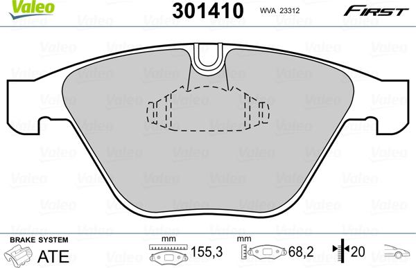 Valeo 301410 - Kit pastiglie freno, Freno a disco autozon.pro