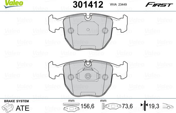 Valeo 301412 - Kit pastiglie freno, Freno a disco autozon.pro