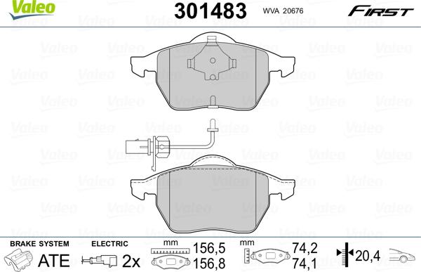 Valeo 301483 - Kit pastiglie freno, Freno a disco autozon.pro