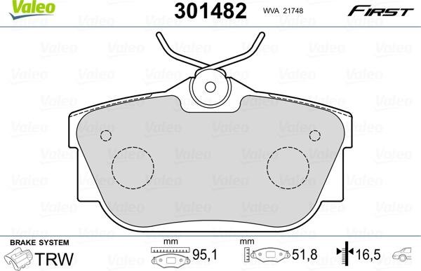 Valeo 301482 - Kit pastiglie freno, Freno a disco autozon.pro