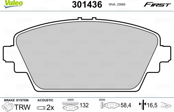 Valeo 301436 - Kit pastiglie freno, Freno a disco autozon.pro