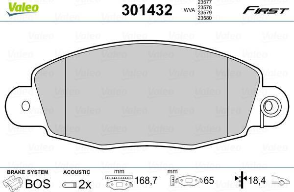 Valeo 301432 - Kit pastiglie freno, Freno a disco autozon.pro