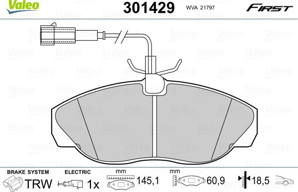 Valeo 301429 - Kit pastiglie freno, Freno a disco autozon.pro