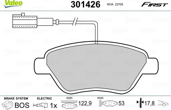 Valeo 301426 - Kit pastiglie freno, Freno a disco autozon.pro