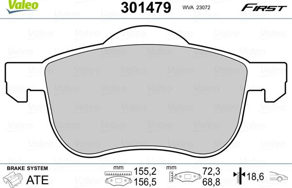 Valeo 301479 - Kit pastiglie freno, Freno a disco autozon.pro