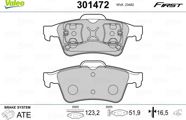 Valeo 301472 - Kit pastiglie freno, Freno a disco autozon.pro