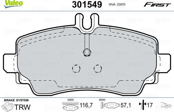 Valeo 301549 - Kit pastiglie freno, Freno a disco autozon.pro