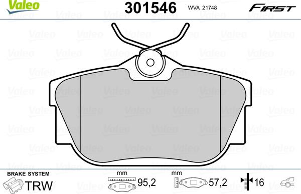 Valeo 301546 - Kit pastiglie freno, Freno a disco autozon.pro