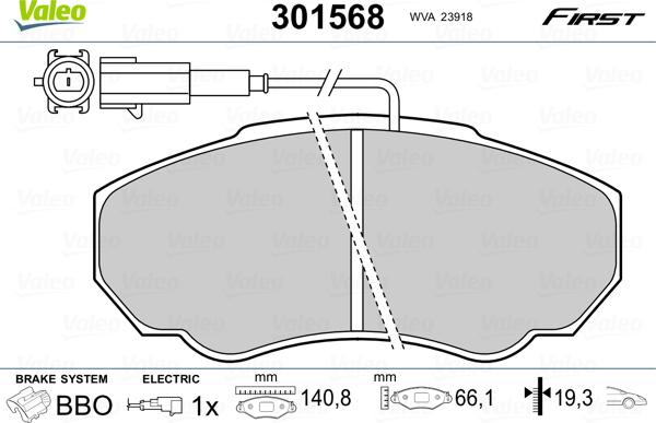 Valeo 301568 - Kit pastiglie freno, Freno a disco autozon.pro