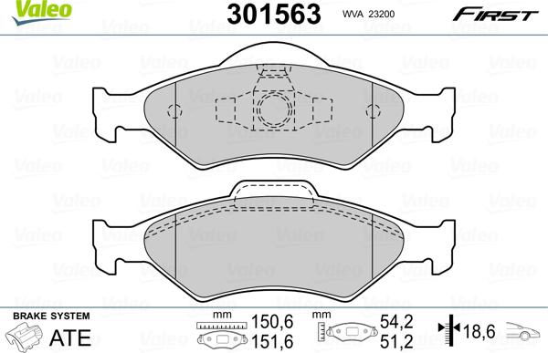 Valeo 301563 - Kit pastiglie freno, Freno a disco autozon.pro