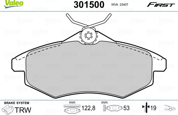 Valeo 301500 - Kit pastiglie freno, Freno a disco autozon.pro