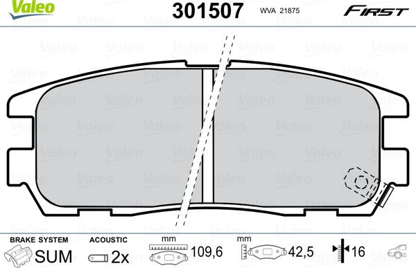 Valeo 301507 - Kit pastiglie freno, Freno a disco autozon.pro