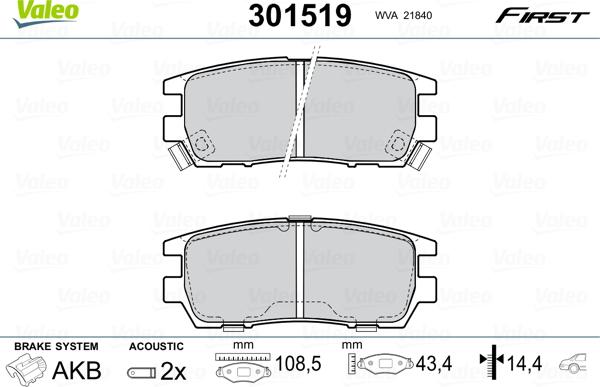 Valeo 301519 - Kit pastiglie freno, Freno a disco autozon.pro