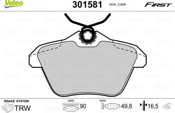 Valeo 301581 - Kit pastiglie freno, Freno a disco autozon.pro