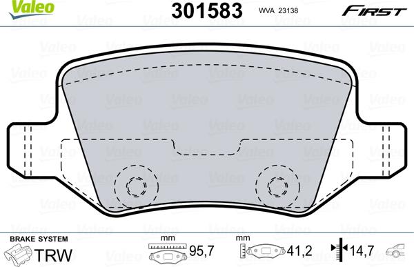 Valeo 301583 - Kit pastiglie freno, Freno a disco autozon.pro