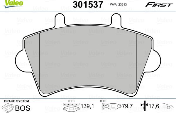 Valeo 301537 - Kit pastiglie freno, Freno a disco autozon.pro