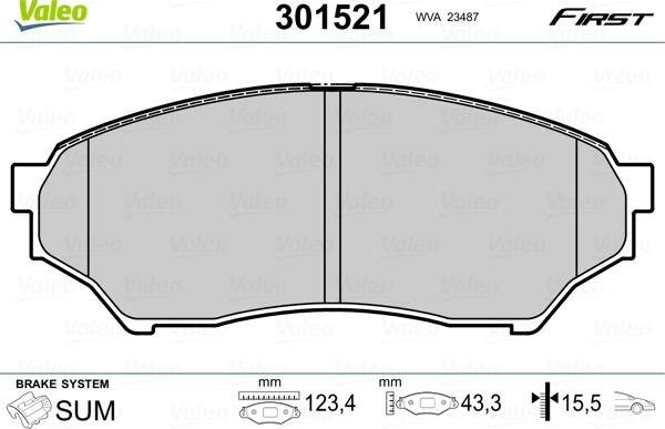 Valeo 301521 - Kit pastiglie freno, Freno a disco autozon.pro