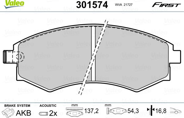 Valeo 301574 - Kit pastiglie freno, Freno a disco autozon.pro