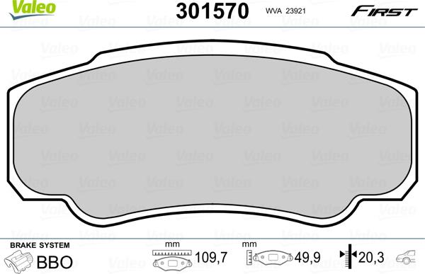 Valeo 301570 - Kit pastiglie freno, Freno a disco autozon.pro