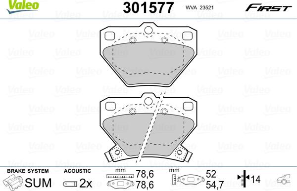 Valeo 301577 - Kit pastiglie freno, Freno a disco autozon.pro