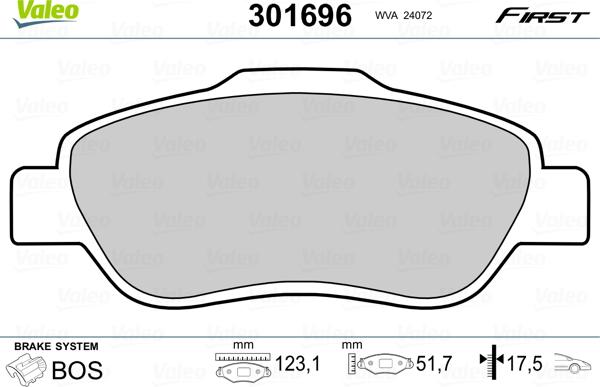 Valeo 301696 - Kit pastiglie freno, Freno a disco autozon.pro