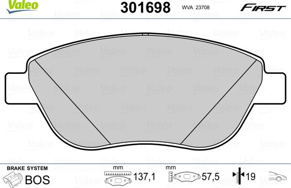 Valeo 301698 - Kit pastiglie freno, Freno a disco autozon.pro