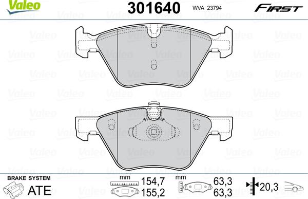 Valeo 301640 - Kit pastiglie freno, Freno a disco autozon.pro