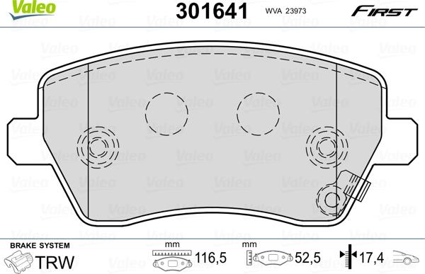 Valeo 301641 - Kit pastiglie freno, Freno a disco autozon.pro