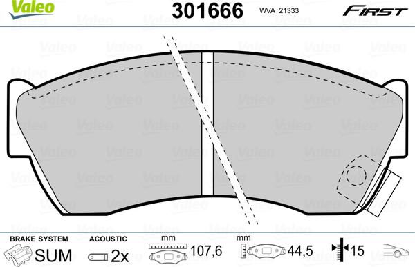 Valeo 301666 - Kit pastiglie freno, Freno a disco autozon.pro