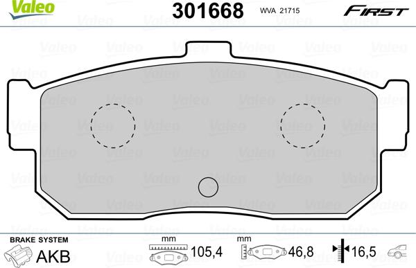 Valeo 301668 - Kit pastiglie freno, Freno a disco autozon.pro