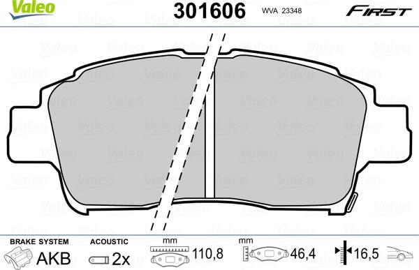 Valeo 301606 - Kit pastiglie freno, Freno a disco autozon.pro