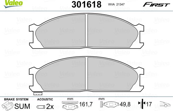 Valeo 301618 - Kit pastiglie freno, Freno a disco autozon.pro