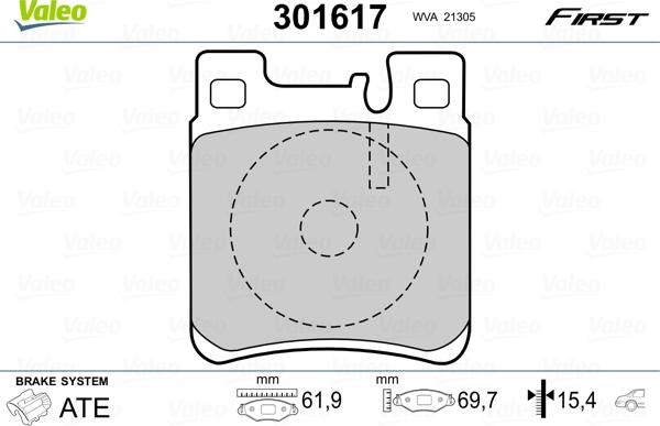 Valeo 301617 - Kit pastiglie freno, Freno a disco autozon.pro