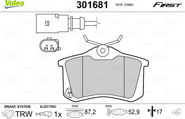 Valeo 301681 - Kit pastiglie freno, Freno a disco autozon.pro