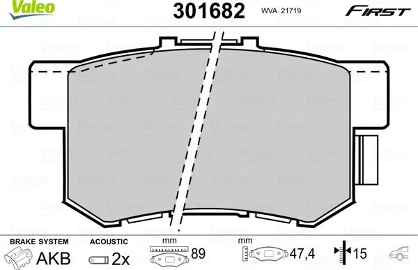 Valeo 301682 - Kit pastiglie freno, Freno a disco autozon.pro