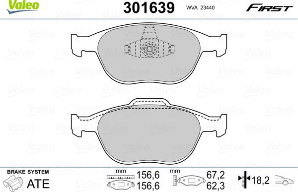 Valeo 301639 - Kit pastiglie freno, Freno a disco autozon.pro