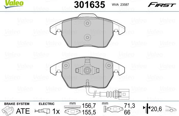 Valeo 301635 - Kit pastiglie freno, Freno a disco autozon.pro