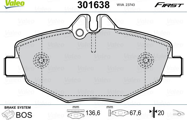 Valeo 301638 - Kit pastiglie freno, Freno a disco autozon.pro