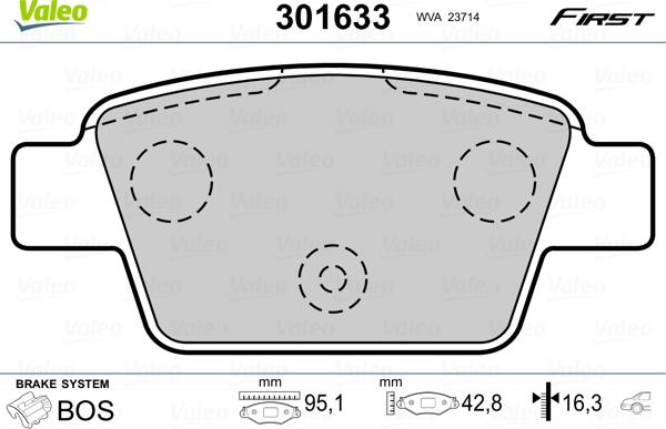 Valeo 301633 - Kit pastiglie freno, Freno a disco autozon.pro