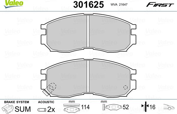 Valeo 301625 - Kit pastiglie freno, Freno a disco autozon.pro