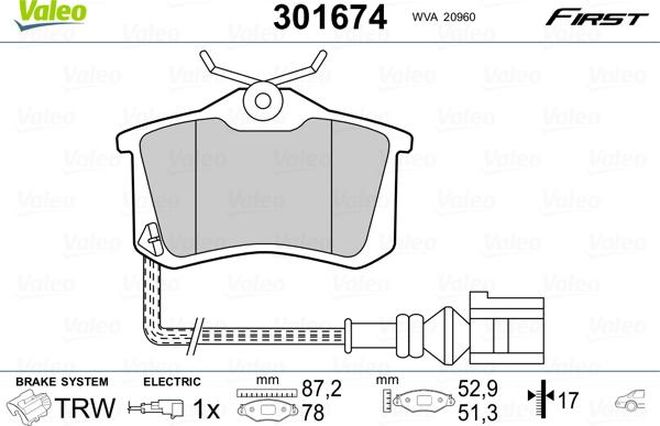 Valeo 301674 - Kit pastiglie freno, Freno a disco autozon.pro