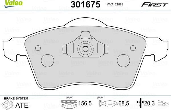 Valeo 301675 - Kit pastiglie freno, Freno a disco autozon.pro