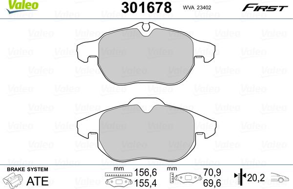 Valeo 301678 - Kit pastiglie freno, Freno a disco autozon.pro