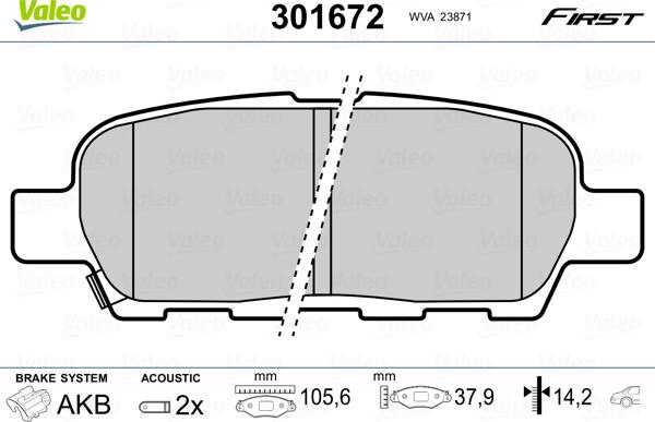 Valeo 301672 - Kit pastiglie freno, Freno a disco autozon.pro