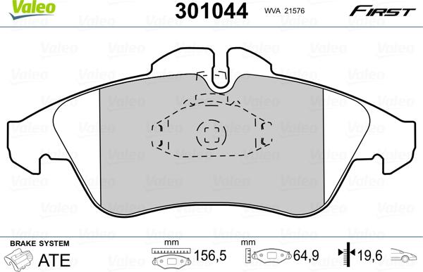 Valeo 301044 - Kit pastiglie freno, Freno a disco autozon.pro