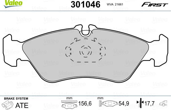 Valeo 301046 - Kit pastiglie freno, Freno a disco autozon.pro